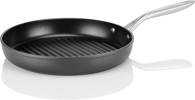 TECHEF - Onyx Collection, 12-inch Grill Pan For Stove Top, Nonstick Grill Pan For indoor cooking, PFOA-Free, Heavy-Duty Aluminum, Made In Korea (No Induction)