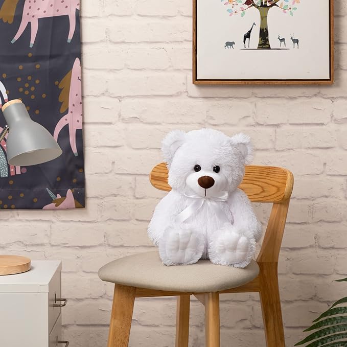 Super Color Teddy Bear Stuffed Animals Plush Toy for Children Girlfriend Family Congratulations Baby Shower Birthday White 14 inch
