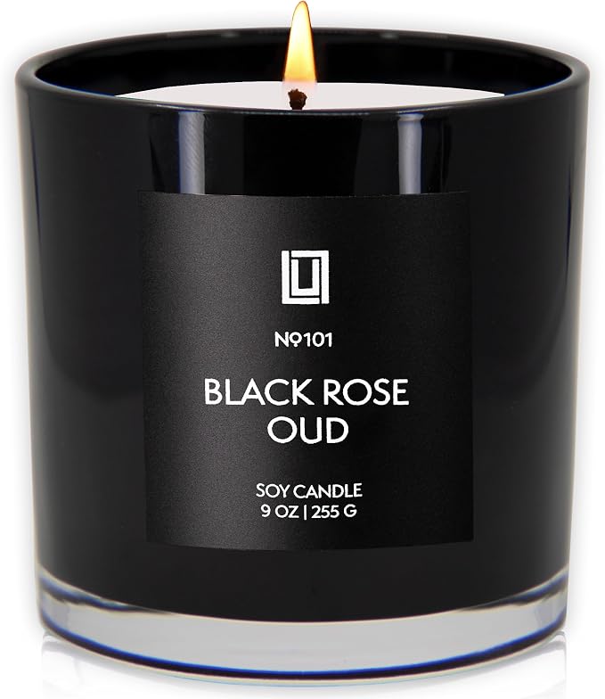 Lulu Candles | Black Rose & Oud | Smells Floral and Smokey | Luxury Scented Soy Jar Candle | Hand Poured in The USA | Highly Scented Long Lasting (9 Oz.)