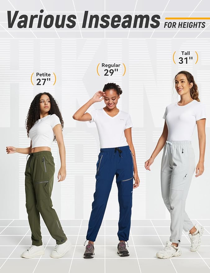 baleaf Women's Hiking Pants Quick Dry Lightweight Water Resistant Elastic Waist Cargo Pants for All Seasons