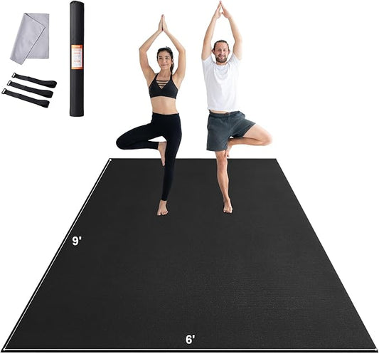 VEVOR Large Exercise Mat, 12'x6'/10'x6'/9'x6'/8'x6'/8'x5'/7'x5'/6'x4' (7mm) Extra Thick, Non Slip High Density Premium Workout Mat, Exercise Yoga Mat for Men & Women, Fitness & Exercise Mat with Bag & Carry Strap, for All Types of Home Yoga, Pilate & F...