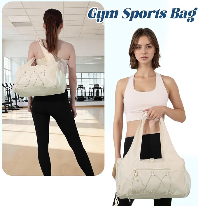 Oweisong Gym Bag for Women Sports Duffel Bag Lightweight Yoga Tote Travel Carry On Handbag with Shoes Compartment