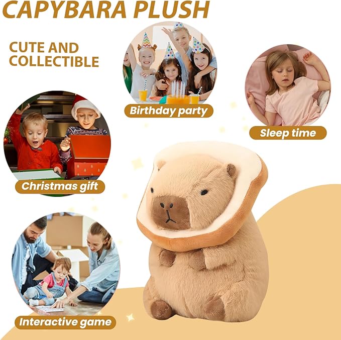 Cute Capybara Plush-11.8Inch Soft Toast Capybara Stuffed Animals Pillow-Kawaii Capibara Animal Plushies Toy,Great Capybara Birthday Gifts for Adults and Kids