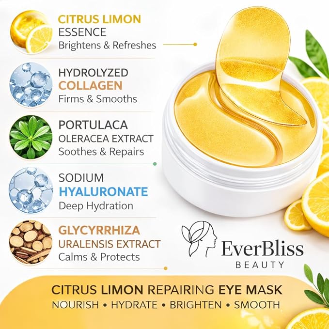 Aloe Vera Under Eye Mask - 60 Pairs Hyrating Dark Circle & Puffy Eye Treatment (Lemon)