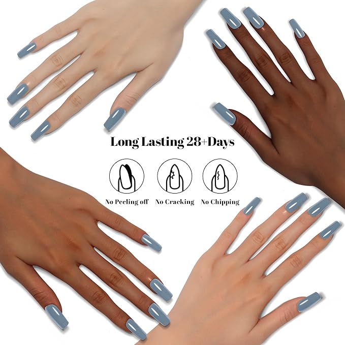 YTD Likomey Gray Blue Gel Nail Polish,15ml Salon Home DIY Manicure and Pedicure Fall Winter Soak Off UV Color Varnish,CS456