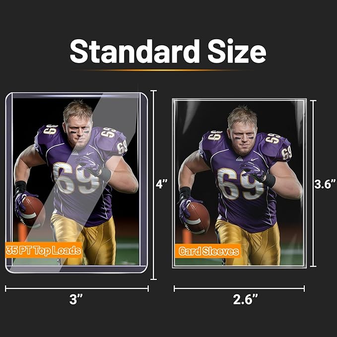 200 Toploads for Cards & 200 Penny Sleeves 35PT Hard Plastic Card Holders 3x4 Baseball Card Protectors for TCG Sports Football Collectible Cards