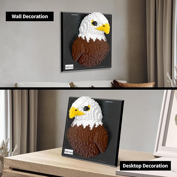Eagle Bird Animal 3D Wall Art Micro Mini Building Blocks Set for Adults, Unique Home Wall Decor or Table Display, No Compatible with Lego, Ideal Birthday Toy for Kids Teens (1924 PCS)