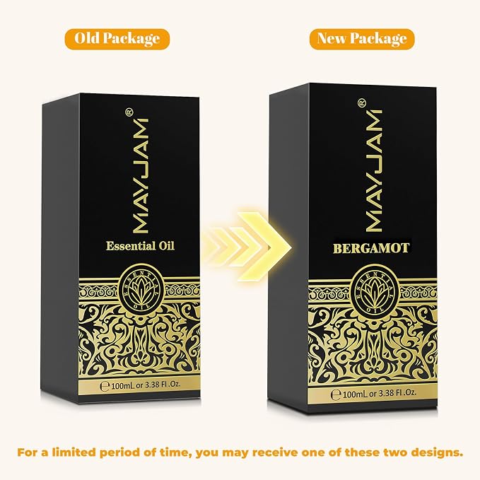Bergamot Essential Oil, MAYJAM Premium Pure Essential Oils, 3.38FL.OZ Large Volume for Diffusers Soap Candle Making, Ideal for Home Office Car Yoga Use