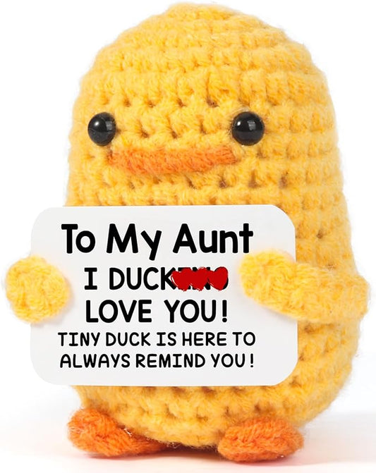 MBL Funny Birthday Gifts for Aunt - to My Aunt, Small Cute Handmade Crochet Duck Doll Christmas Stocking Stuffers Xmas Holiday Mothers Day Birthday Gifts for Aunts Aunty Auntie
