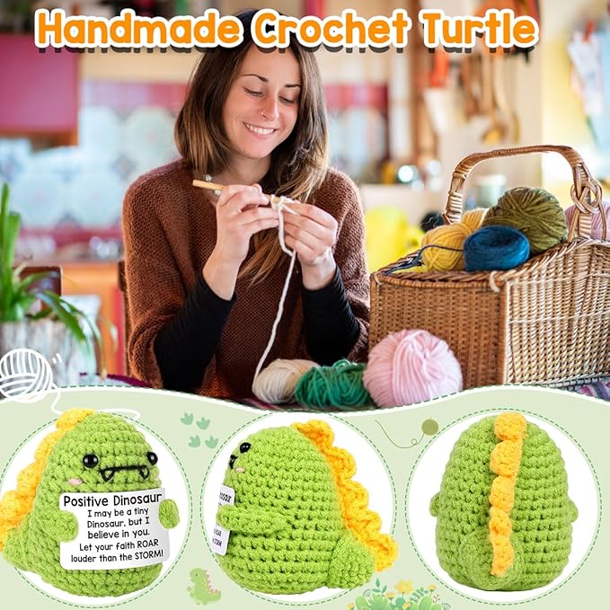 AICase Funny Positive Dinosaur Gifts How to Train Your Dragon Cut Gifts Emotional Support Nuggets Inspirational Crochet Animals Handmade Cheer Decor Birthday Gifts for Sister Daughter Son