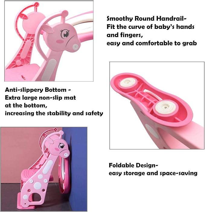 Giffgaff Potty Training Toilet Ladder Seat With Upgraded Cushion Step Stool Ladder Toilet Trainer for Baby Toddler Kids Children In Pink