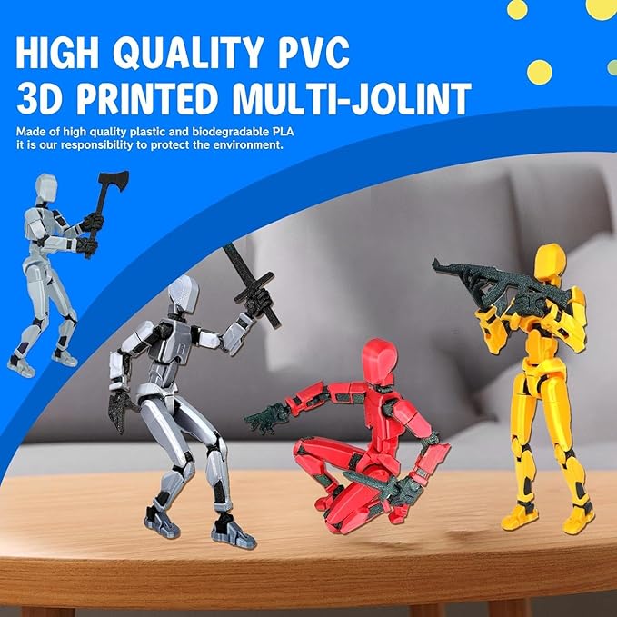 MerryXD T13 3D Action Figure,Assembly Completed Dummy Nova Tintan Lucky 13 Action Figure 3D Printed Multi-Jointed Movable Toy Pink