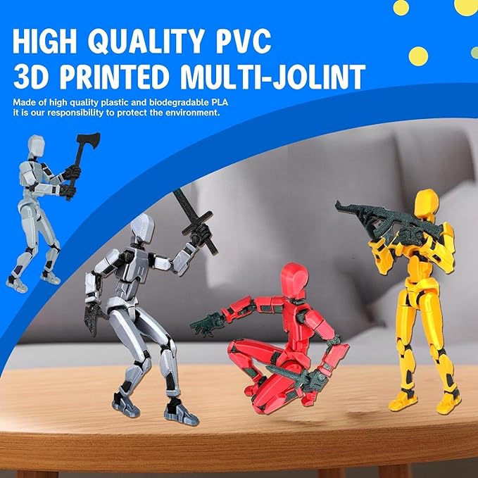 MerryXD T13 3D Action Figure,Assembly Completed Dummy Nova Tintan Lucky 13 Action Figure 3D Printed Multi-Jointed Movable Toy Red