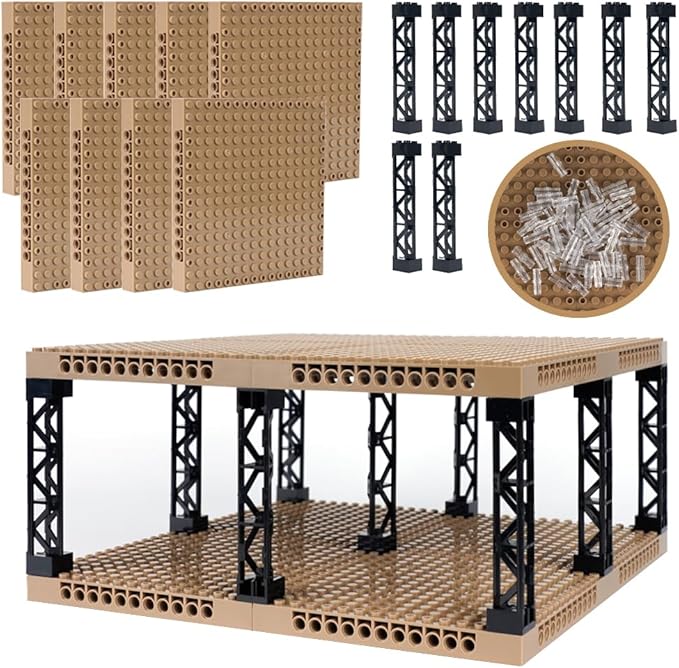 Brick 16x16 Plate 1/3 with Holes,Pixel Art Painting Base Pins Suppor Pillar Accessories Pack, Classic Building Block Bulk Parts and Pieces Sets,Compatible with 65803(Beige)