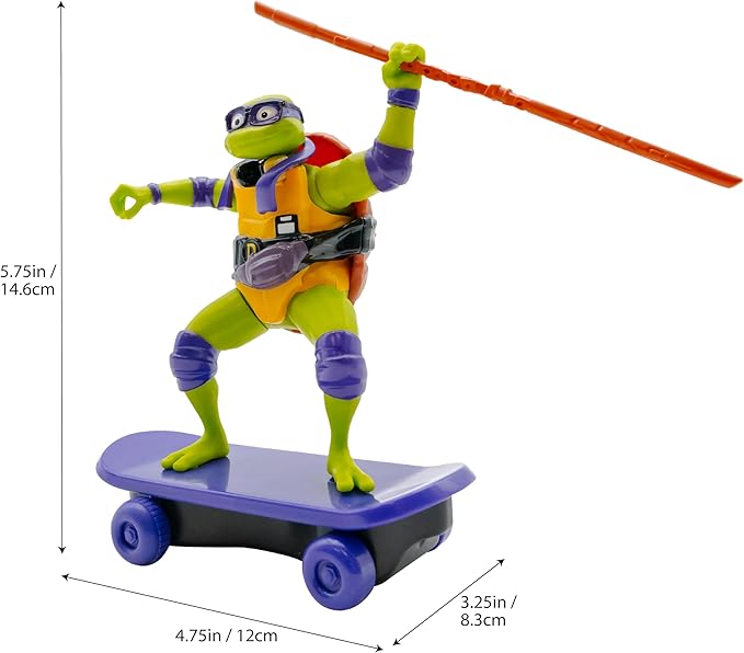 Teenage Mutant Ninja Turtles Toy, Donatello Sewer Shredder Pullback Skateboard, Mutant Mayhem TMNT Collectible Ninja Turtle, Ages 3+