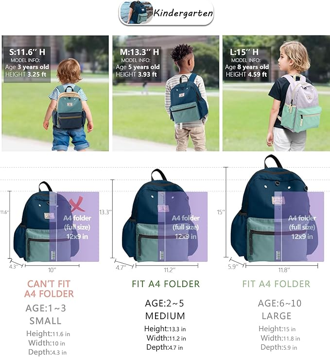 Toddler Backpack for Boys 2-5: Preschool Kindergarten 13" Daycare Backpacks Fit A4 Folder