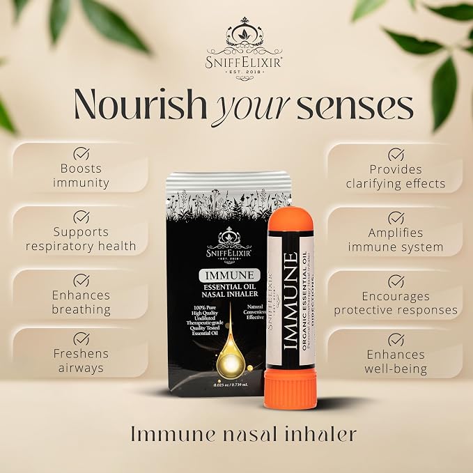 Immune Support Aromatherapy Nasal Stick Vapor Inhaler - Nurse Essentials & Gifts, USA Made with Organic Essential Oils, Wellness Formula Boost