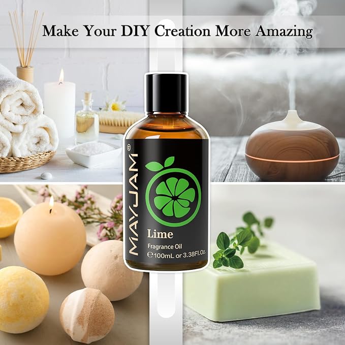 MAYJAM Lime Fragrance Oil Essential Oils for Diffusers for Home, 3.38FL.OZ | Long Lasting Scented Oils for Soap Making, Lime Essential Oil for Candle Making