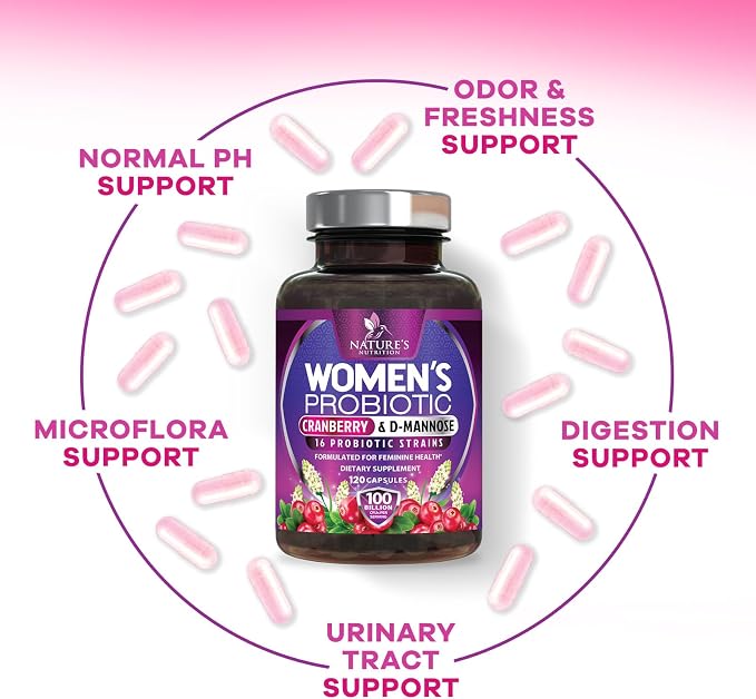 Probiotics for Women 100 Billion CFU Per Serving - 16 Unique Strains, Prebiotics Cranberry & Lactobacillus, PH Balance, Digestive & Gut Health, Vaginal & Immune Support Women's Probiotic, 120 Capsules