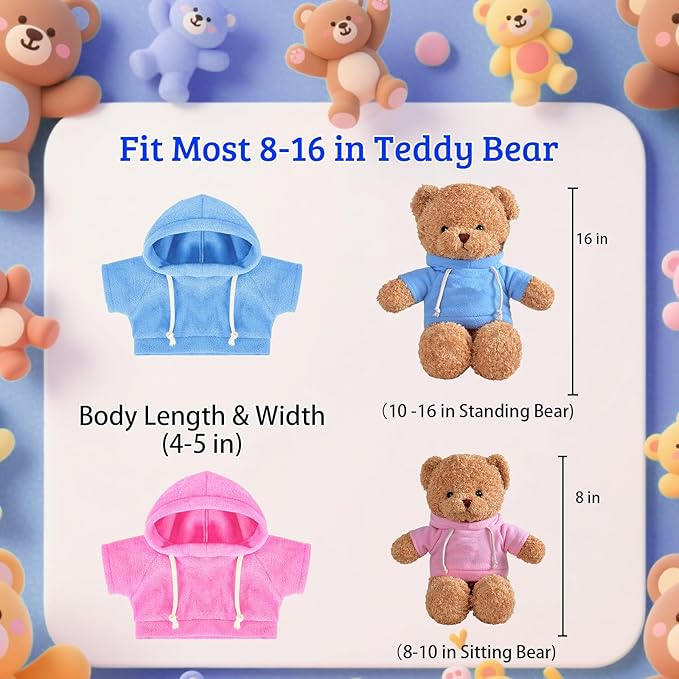 9 Pcs Custom Clothes for Teddy Bears with Name Photo, Personalized Stuffed Animal Clothing Fit 8-16 inch Stuffed Bears Sweater, Personalized Doll Clothes Make Your Own Plush Doll Shirt