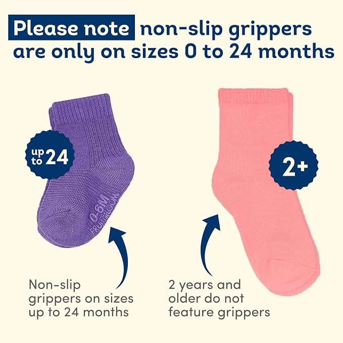 Fruit of the Loom Baby & Toddler Grow & Fit Flex Zones Cotton Stretch Socks - Unisex, Girls, Boys
