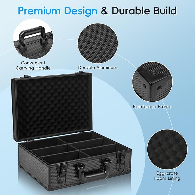 ANNLOV Toploader Storage Box for 3"x4" 35pt Rigid Cards, Holds 600+ Toploaders, Sports Card Storage Case Organizer, Trading Card Storage Box with Lock,Card Case Holder