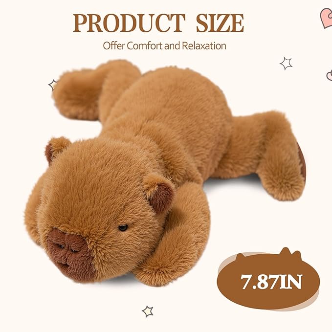 7.8in Capybara Plush Brown Stuffed Animal Cute Capybara Plush Toy Ultra Soft Hugging Gift for Kids Girls Boys (Capybara)