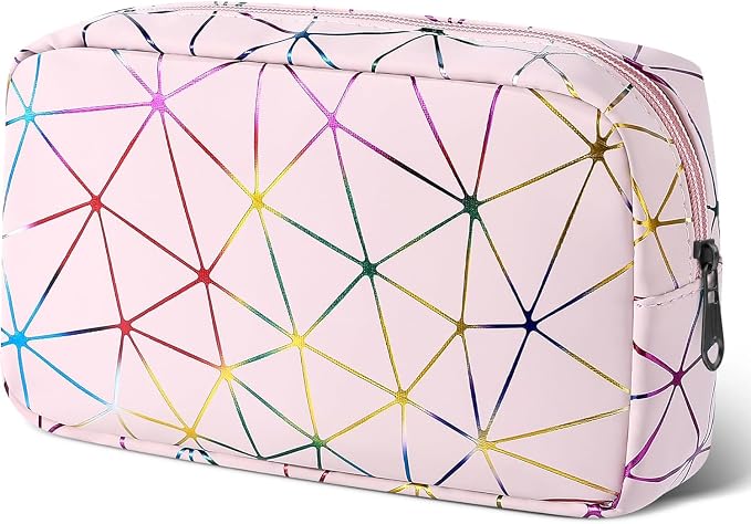 Likesing Period Bag for Girls Womens, Leather Sanitary Napkin Storage Bag, Portable Menstrual Pad Bag Period Pads Pouch, Small Make Up Bags(Colorful Pink)