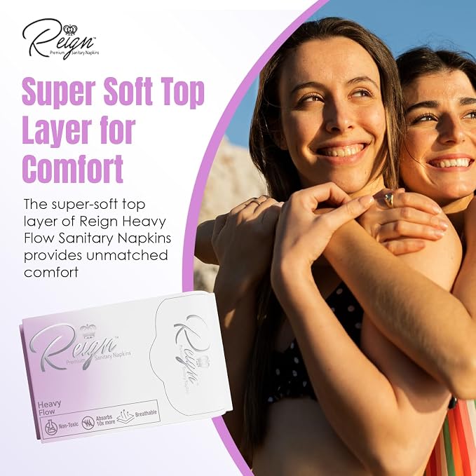 Reign Heavy Flow with Wings Sanitary Napkinsfor Women, Super Absorbent Pads,8 Count,1 Pack