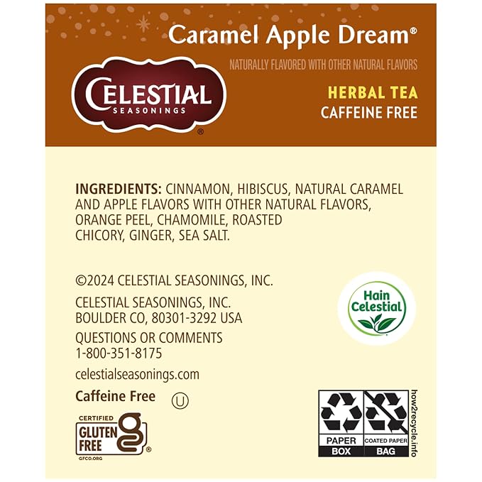 Celestial Seasonings Herbal Tea, Caramel Apple Dream, 18 Count (Pack of 6)