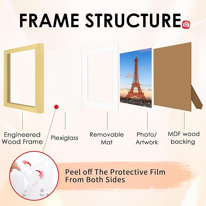 10 Pack Picture Frames Collage Wall Decor for Mounting or Tabletop Display, Gallery Wall Frame Set with Two 8x10 Gold Frames, Four 5x7 and Four 4x6 Frames, Multi-Pack Photo Frame Set