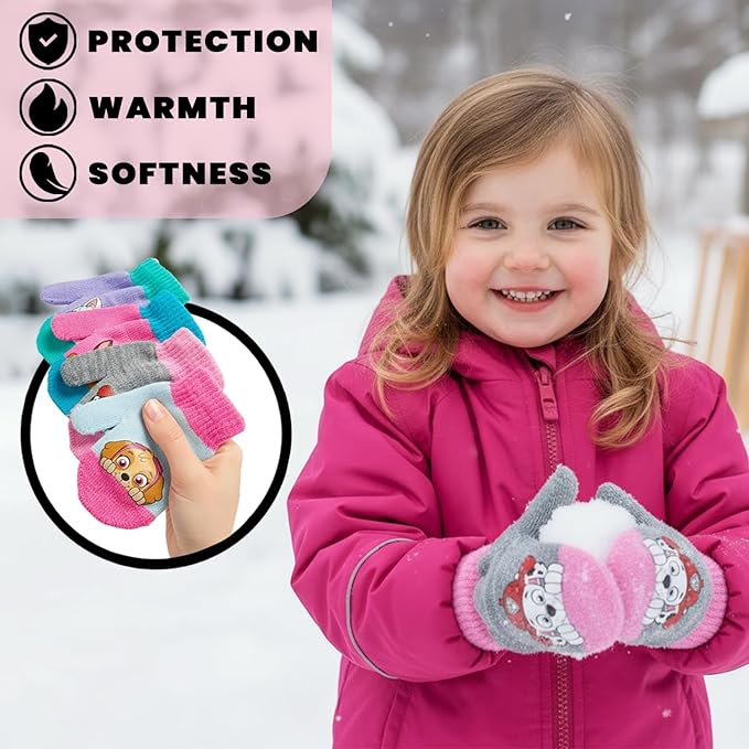Nickelodeon Girls' Paw Patrol Ski Gloves - Marshall, Chase, Rubble Ski Gloves or Mittens (2-7)