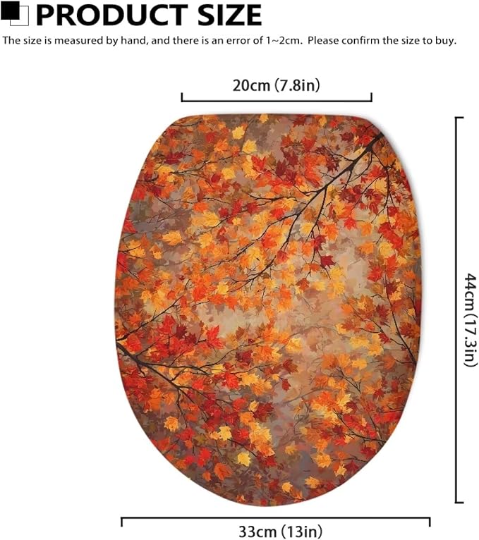 Toilet Seat Cover, Comfortable and Dustproof Toilet Lid Cover,Maple Leaf Design Machine Washable and Reusable Toilet Lid Cover