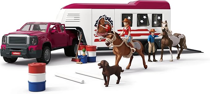 Schleich Horse Club - 119 PC Lakeside Truck and Trailer Playset With 2 Horse Figurines, 2 Poseable Rider Figures and Accessories - Interactive Play for Girls and Boys - Toys for Kids Ages 5+ | 42705