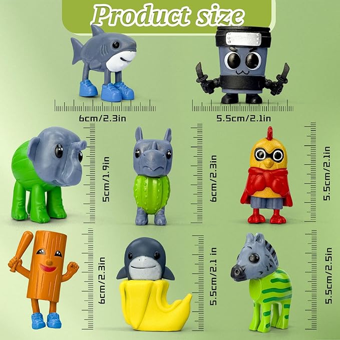 8Pcs Italian Brainrot Action Figures,Tralalero Travala Toy Set Tralalero Travala,Tung Tung Tung Sahur, Brr Brr Patapim - Brainrot fidget Toys,Decorations Gifts for Office Room Figurine Decor (8PCS-C)