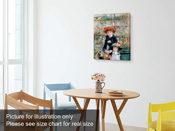 Niwo ART - Two Sisters, World's Most Famous Paintings Series, Canvas Wall Art Home Decor, Gallery Wrapped, Stretched, Framed Ready to Hang (16"x12"x3/4")