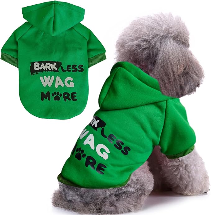 Jecikelon Winter Printed Dog Hoodies Sweatshirts Warm Clothes for Small Dogs Chihuahua Coat Puppy Clothing Cat Custume (Green, Medium)