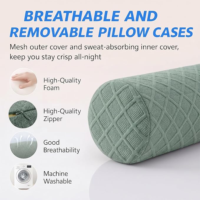 4.7" Neck roll Pillow,Small Round Circle Pillow Cylinder Pillows | Cervical Memory Foam Neck Support Pillows,for Sleeping,Head，Neck,Bed，Back,and Legs Round Neck Support and Yoga Pain Relief