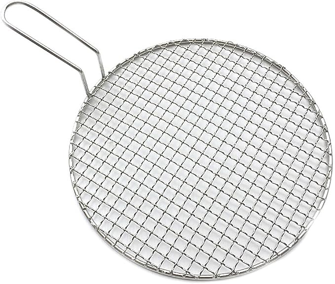Stainless Steel Cross Wire Round Steaming Cooling Barbecue Racks With Handle For BBQ Korea Carbon Baking Net