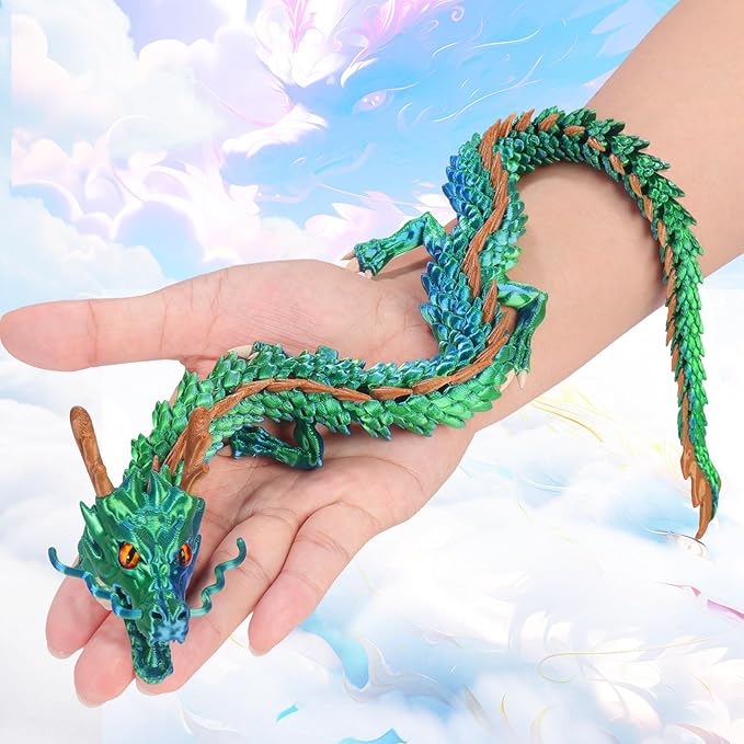 17.8-inch 3D Printed Dragon Eggs, Glow in The Dark Fidget Toys for Kids & Adults, for Home Office Desk Decor (Dragon God)