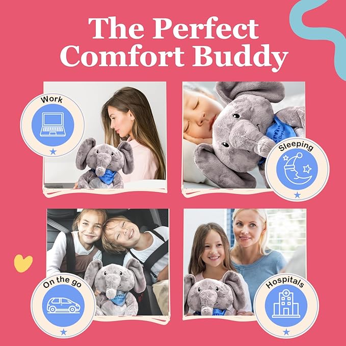 Lilly's Love Weighted Stuffed Animal, 5lb | Sensory Plush for Kids & Adults | Machine Washable Plushie w/Removable Inner | Calming Weighted Stuffed Animal for Anxiety, Ernie The Elephant