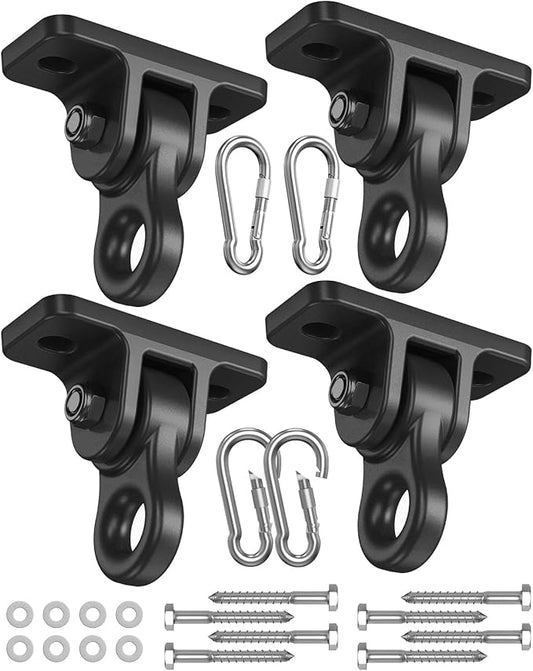 Heavy Duty Swing Hangers Hardware Included-Corrosion Resistant Alloy Steel 5000+ lb Capacity for Wooden Porch Swings,Aerial Yoga Chairs,Playgrounds,Trapeze&More-Indoor Outdoor-Set of 4,Black