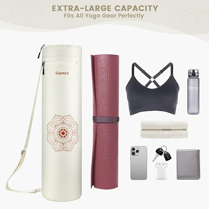 Gonex Yoga Mat Bag, Yoga Mat Carrier Full-Zip Exercise Yoga Mat Carry Bag for Women Men with 2 Multi-Functional Storage Cargo Pockets Extra Wide Adjustable Shoulder Strap