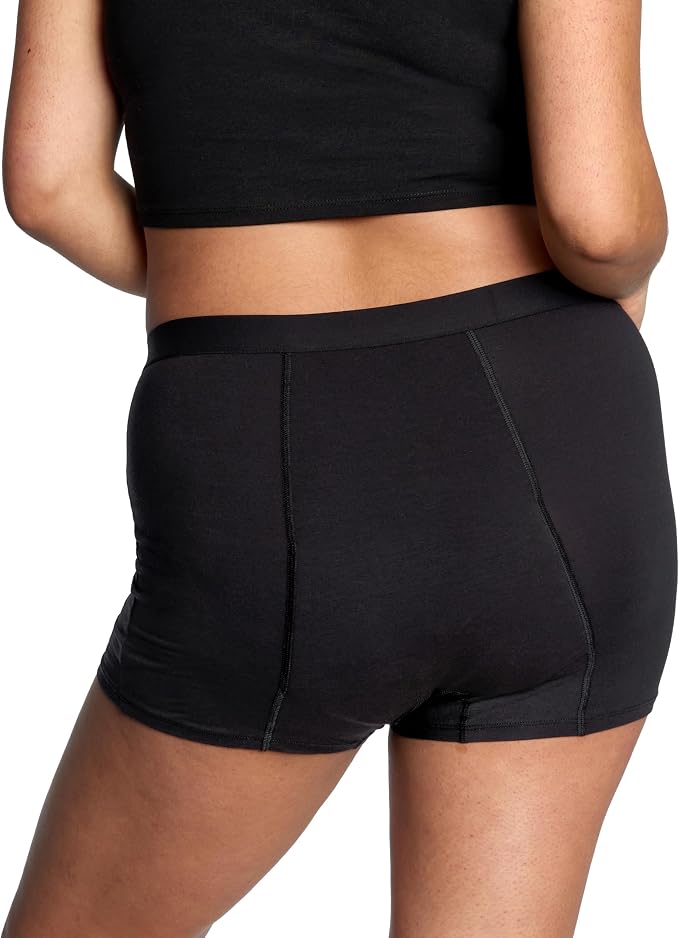 Thinx Ultra-Soft Period Underwear, Overnight Boy-Shorts Leakproof, Holds Up to 12 Regular Tampons*, Period Underwear for Women, Reusable & Controls Odor, Black, XL