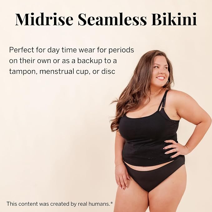 Pixie Organic Cotton Gusset Period Underwear - Best Leakproof Panties with BloatFit™ Technology Ultra Soft Black