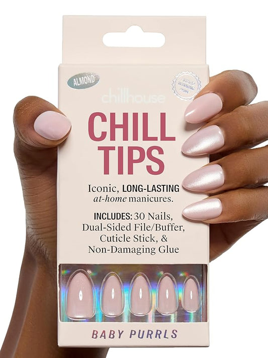 Chillhouse - Chill Tips, Press on Nails Kit - Baby Purrls (Almond) - 30 Nail Shapes & Sizes - Up to 2 Weeks of Wear - Customizable - Reusable - Latina Founded & Women Owned - Beauty & Self Care