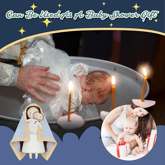 free-space Jesus Plush Doll Virgin Mary Doll Religious Toys Guardian Angel Stuffed Baptism Plush Toy Gifts for Kids for Christening Religious Christmas (Virgin Mary with Baby Jesus)