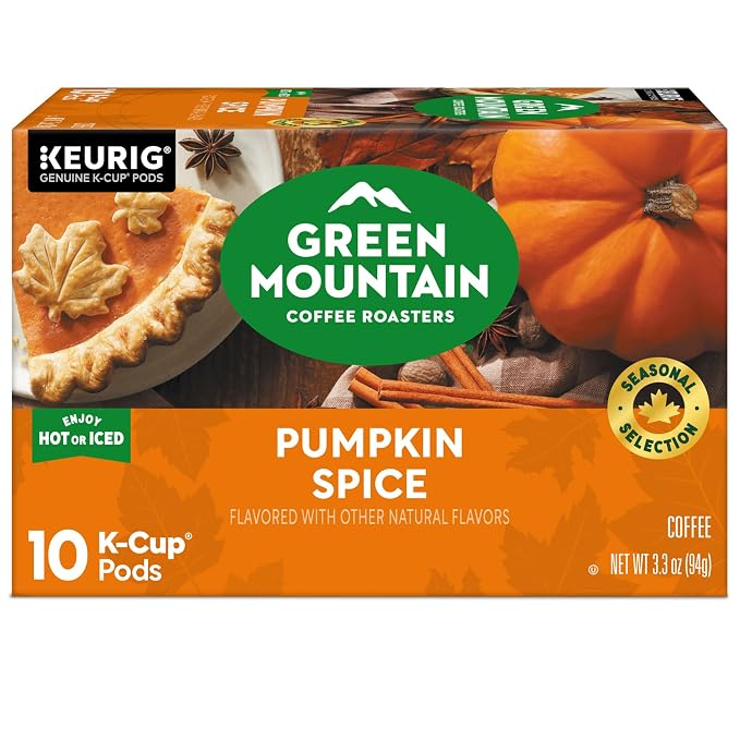 Green Mountain Coffee Roasters Pumpkin Spice, Keurig Single-Serve K-Cup Pods, Light Roast Coffee, 60 Count (6 Packs of 10)