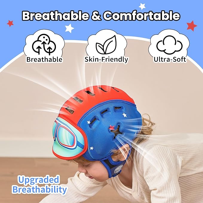 Baby Head Protector Baby Helmet for Crawling and Walking - No Bumps and Soft Safety Peak - Ultra Light and Adjustable Baby Head Protector Suitable for Babies 6-24 Months-Winged Star