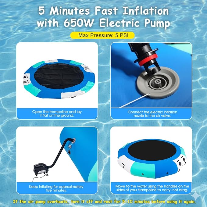 COOLWAVE Water Trampoline for Lake, Floating Trampoline for Lake Pool Ocean with Pump